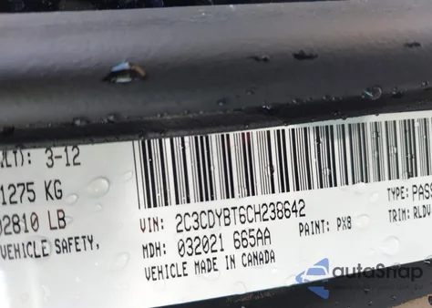 2012 Dodge Challenger R/T z USA, uszkodzony, nr VIN 2C3CDYBT6CH238642